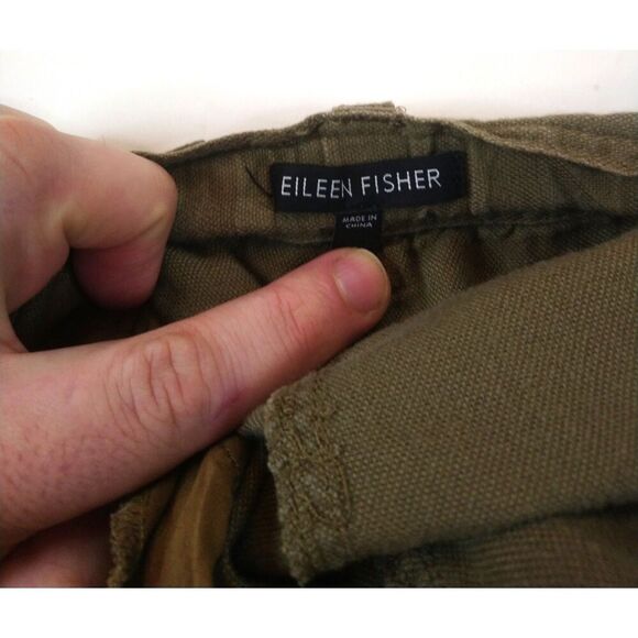 Eileen Fisher Linen Drawstring Cargo Pants S Women's Bohemian Cottagecore Tan - Picture 2 of 6